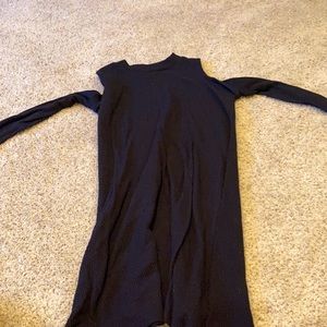 Black Ribbed Shoulder Cut Out Dress